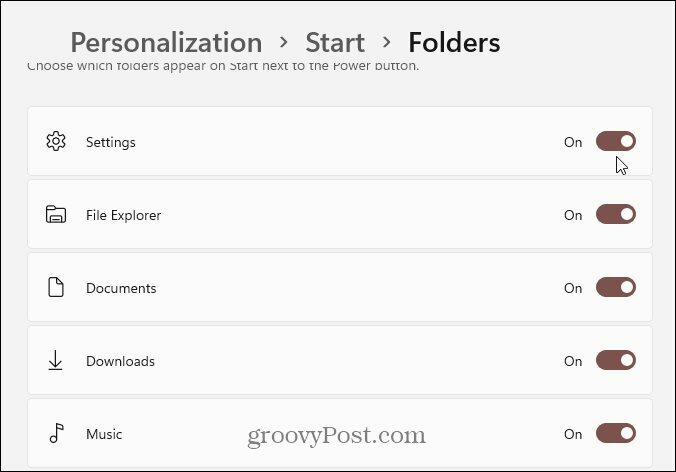 personalisering start mapper windows 11