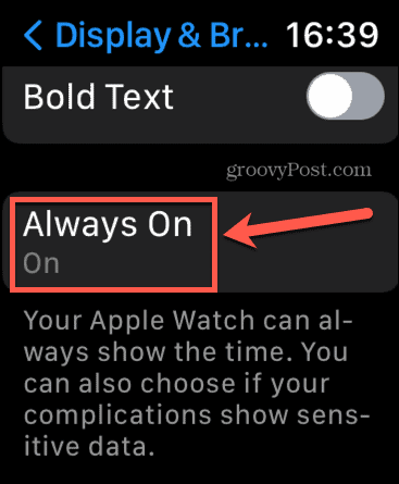 Apple Watch altid på indstillinger
