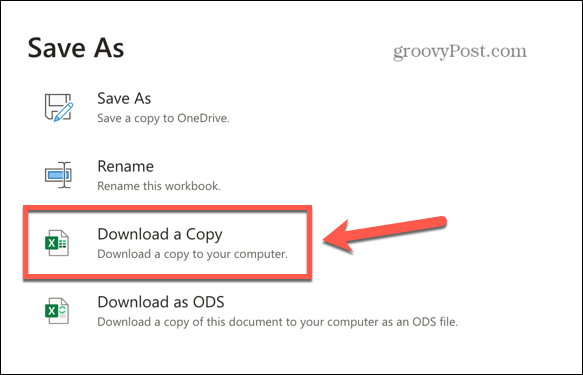 Excel Download en kopi mulighed