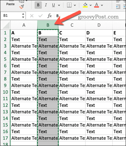 Vælg en overskrift i Excel