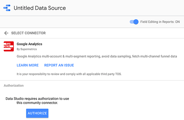 Sådan tilsluttes en datakilde til Google Data Studio, tip 2