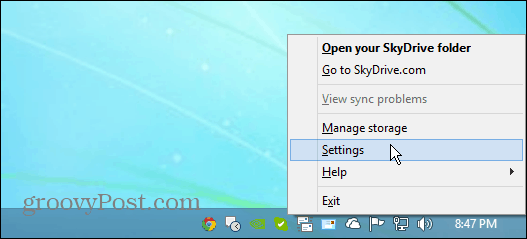 SkyDrive-indstillinger