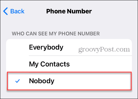 Ingen kan se telefonnummer i Telegram på iPhone