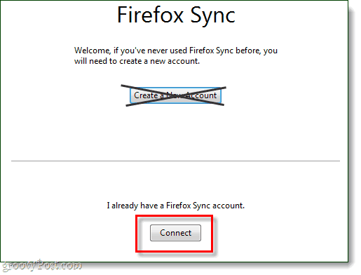 oprette forbindelse til en Firefox-synkroniseringskonto