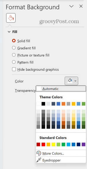 powerpoint vælg baggrundsfarve