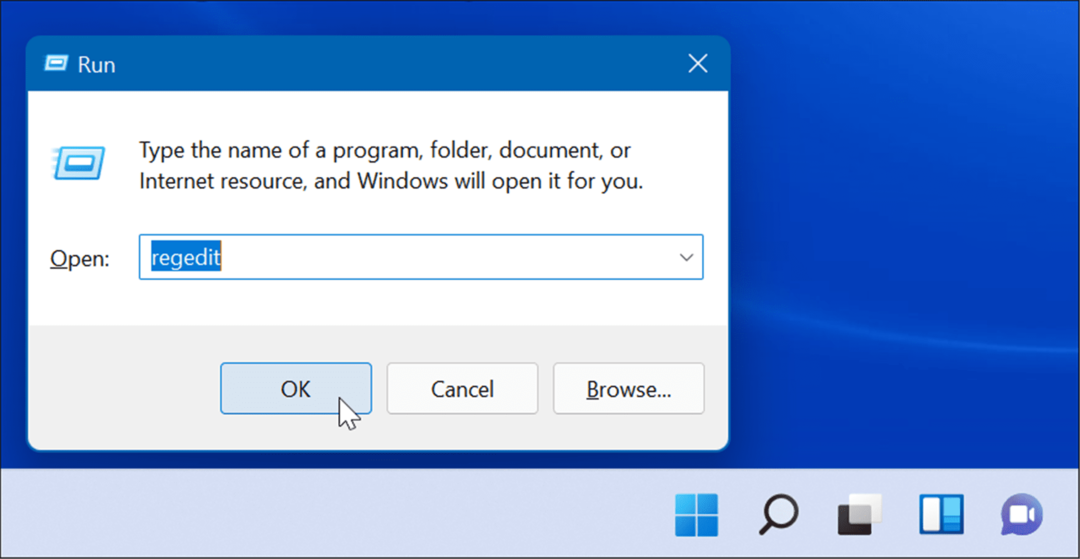 regedit Kør Windows 11