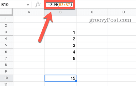 google sheets sum