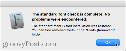 Standard fontkontrol komplet dialogboks i Fontbog
