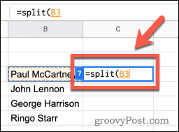 Brug af SPLIT-funktionen i Google Sheets