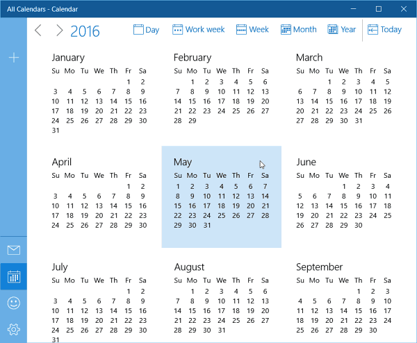 Windows 10-kalenderopdatering for hele året