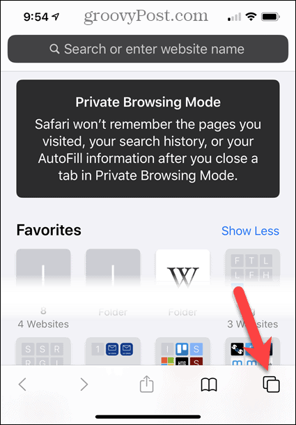 Privat browsing-tilstand i Safari på iOS