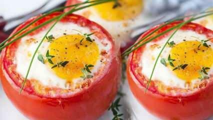 Hvordan laver man fyldte tomater med æg? Fyldte tomater med æg til morgenmadsopskrift