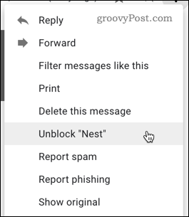 Fjern blokering af en bruger i Gmail