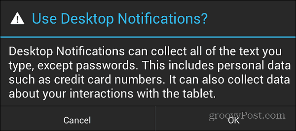 Desktop-meddelelser Android