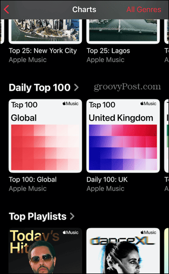 apple music hitlister daglige top 100 globalt