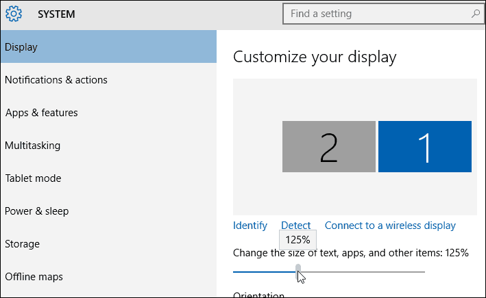 Indstillinger for tekststørrelse Windows 10