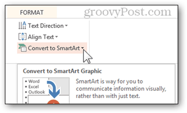 smart art konvertere til smartart bulletliste bullet powerpoint powerpoint power point konvertere 2013 funktionsknapformatindstillinger