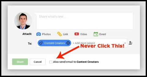 send e-mail-mulighed på google + post