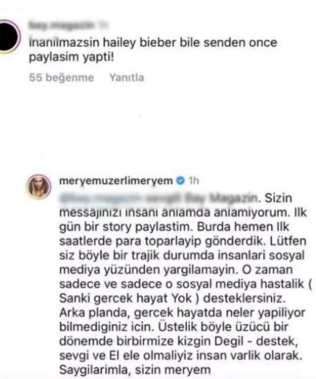 Meryem Uzerli reagerede på kritikken