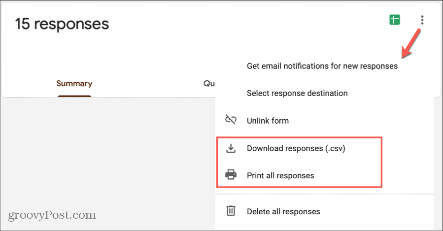 Google Forms-svar Udskriv download