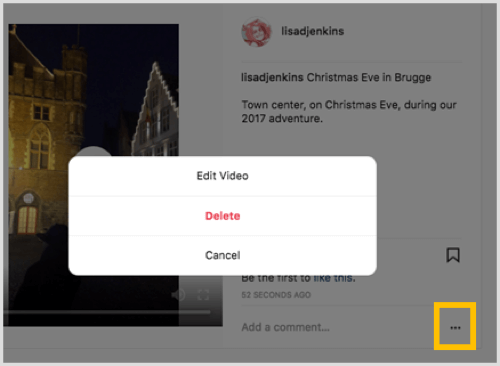 Tryk på knappen med 3 prikker, og vælg Rediger video i pop op-menuen.