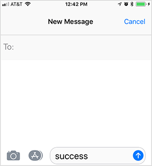 Dette er et screenshot af en næste sms. Brugeren har skrevet nøgleordet "succes" for at udløse et svar fra en automatiseret salgstragt. Oli Billson bruger denne taktik i sin telefontragt.