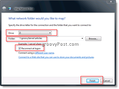 Kortlægge et netværksdrev i Windows Vista og Server 2008 fra Windows Stifinder