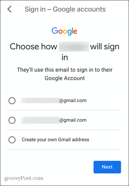 Gmail-brugernavn til børnekonto