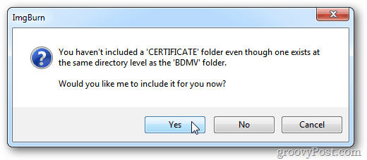 ImgBurn Certificate Message