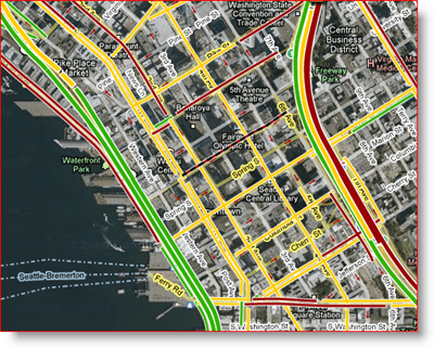 Google Maps Live Arterial Map over Seattle