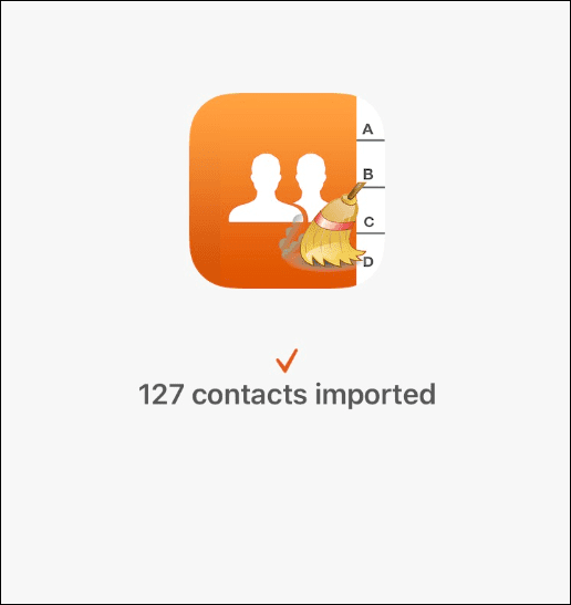 antal importerede kontakter