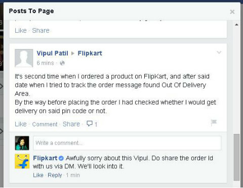 flipkart facebook svar