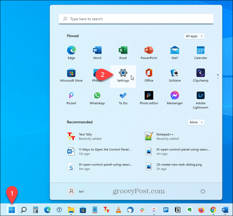Åbn appen Indstillinger i Windows 11