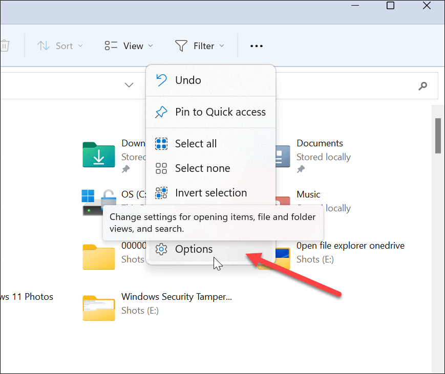 File Explorer Åbn til OneDrive 