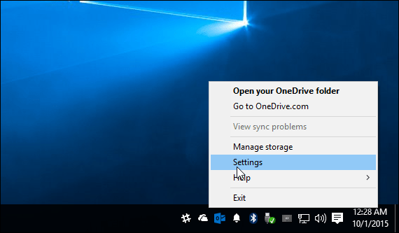 OneDrive Windows 10-systembakke