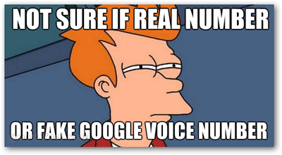 ikke sikker på, om rigtigt nummer eller falsk Google-stemmenummer