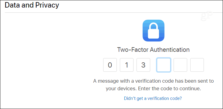 Log ind på Apple Privacy Portal
