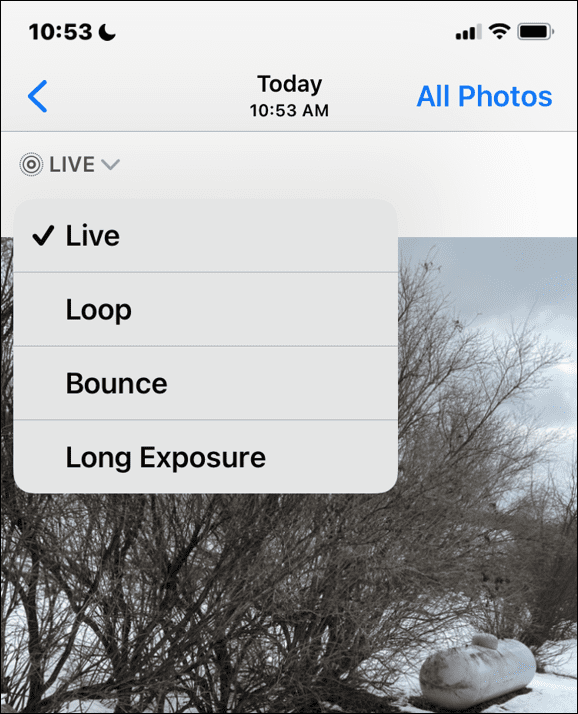 vælg Long Exposure iPhone