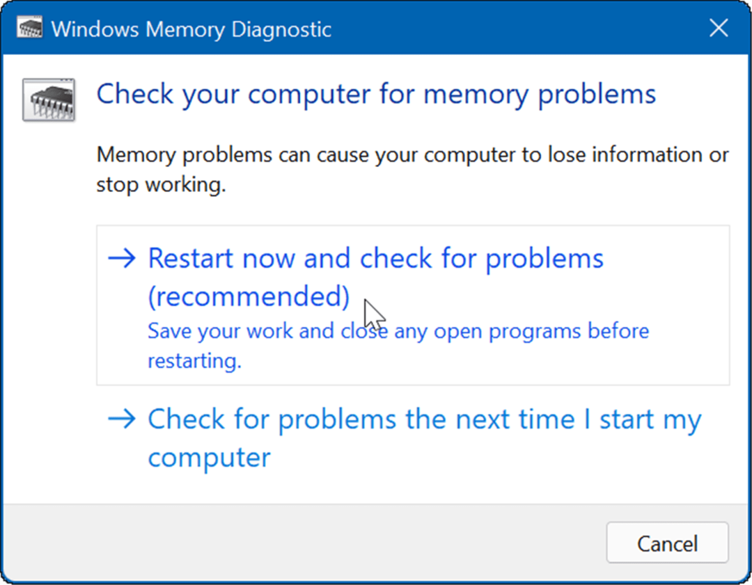 Windows-hukommelsesdiagnostik