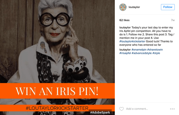 For en Instagram-hashtag-konkurrence, bed brugerne om at sende et billede sammen med din kampagne-hashtag.