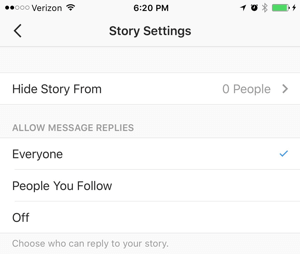 indstillinger for instagramhistorier