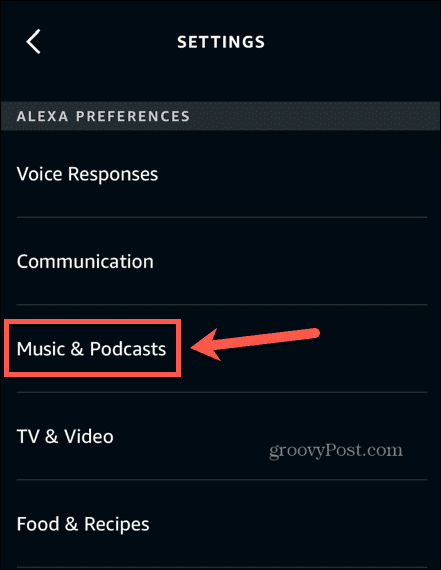 Alexa musik og podcasts