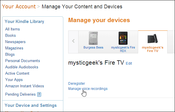 Slet Amazon Fire TV Remote Voice Recordings