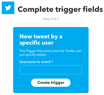 Opret en IFTTT-applet, der udløses af en ny tweet fra en bestemt Twitter-bruger.