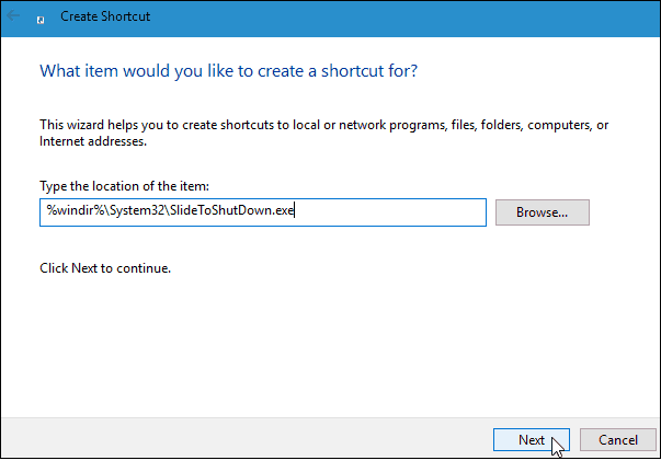 Skub for at lukke en Windows 10-pc ned som en Windows-telefon