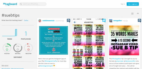 Brug Tagboard til at gøre krav på og kontrollere dine unikke hashtags på Instagram. 