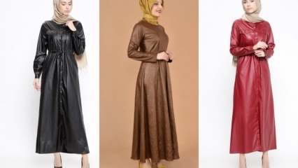 Modeller af læderbeklædning i hijab-beklædning