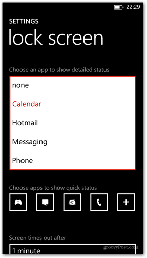 Windows Phone 8 tilpasser detaljeret status for låseskærmsappen