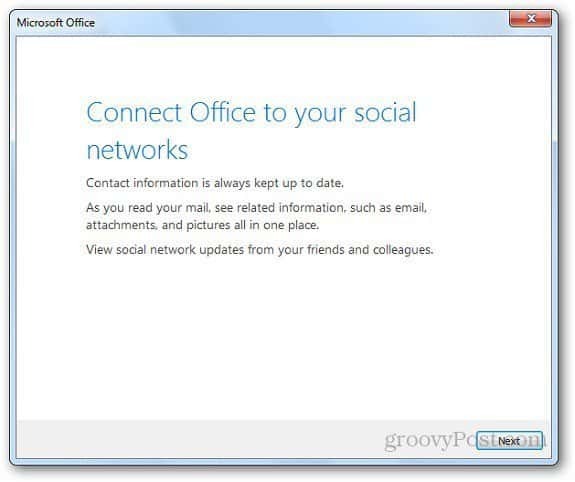 Sociale netværk Outlook 2