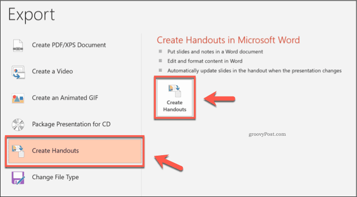 Knappen Opret uddeling i PowerPoint